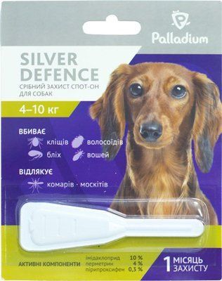 Краплі на холку Palladium Silver Defence від паразитів для собак вагою від 4 до 10 кг 1.5 мл (1шт.) 6814 фото