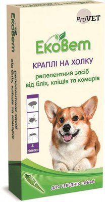 Капли репеллентные от блох и клещей Природа ЭкоВет для средних пород собак 2002020 фото