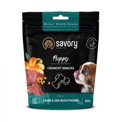 Savory Puppy Crunchy Snacks Ласощі для цуценят з ягнятком та обліпихою 200г. 2010730 фото