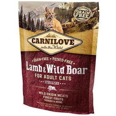 Сухий корм для дорослих стерилізованих кішок Carnilove Lamb & Wild Boar Sterilised 400 г (Кабан, Ягня) 2002796 фото