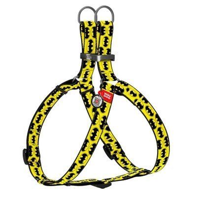 Шлея Waudog Nylon для собак, з QR паспортом, малюнок Бетмен Лого, жовтий, 15 мм, 40-55 см 2017208 фото