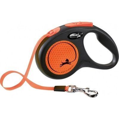 Повідець-рулетка Flexi New NEON M для собак до 25 кг, 5 м, стрічка, помаранчевий/неон 2013966 фото