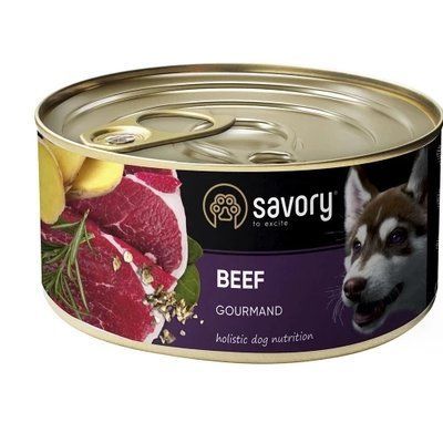 Вологий корм для дорослих собак Savory, з яловичиною, 200 г 2011253 фото