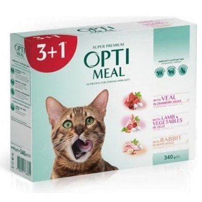 Набор влажного корма Optimeal для взрослых кошек, 85 г, 3+1 2015515 фото