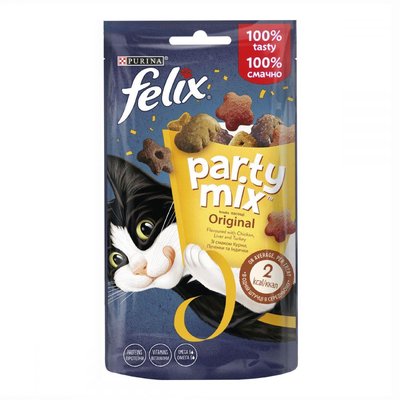 Ласощі для кішок із куркою, печінкою й індичкою Felix party mix Original Mix 2010935 фото
