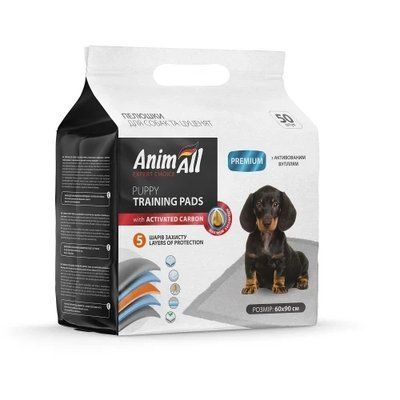 Пелюшки AnimAll Puppy Training Pads для собак і цуценят, з активованим вугіллям, 60&times;90 см. - 1 шт. 2014011 фото