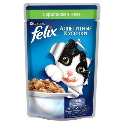 Вологий корм для котів Felix Fantastic шматочки з кроликом в желе 100 г. 1003675 фото