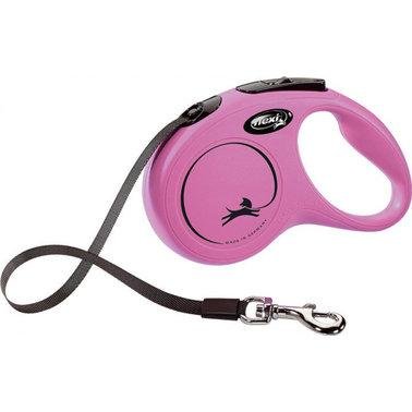 Повідець-рулетка для собак Flexi New Classic S до 15 кг 5 м рожевий 2009790 фото