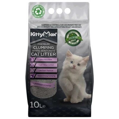 Бентонітовий наповнювач Kitty Max для котячого туалету, з ароматом лаванди, білий, 10 л 2010534 фото