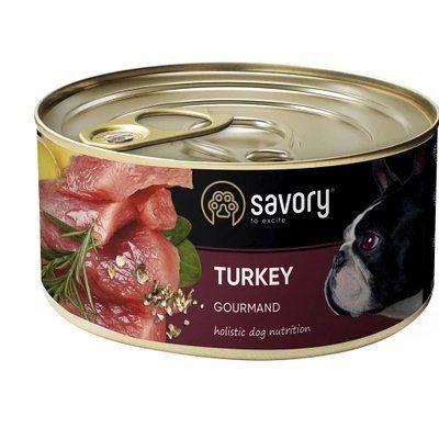 Вологий корм для дорослих собак Savory, з індичкою, 200 г 2009988 фото