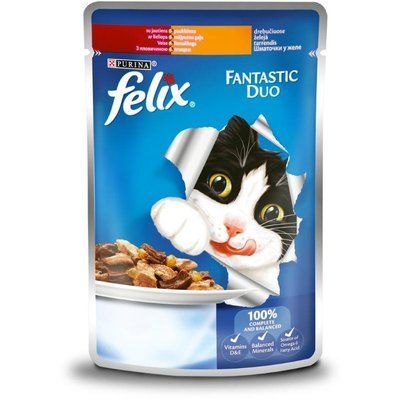 Вологий корм для котів Felix Fantastic шматочки з яловичиною в желе 100 г. 1005373 фото