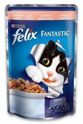 Вологий корм для котів Felix Fantastic шматочки з лососем в желе 100 г. 1003676 фото