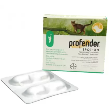 Капли Bayer Profender от гельминтов для котов 0.5-2.5 кг 2001706 фото