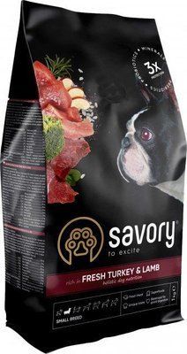 Сухой корм для собак малых пород Savory со свежим мясом индейки и ягнятиной 3 кг 2006065 фото