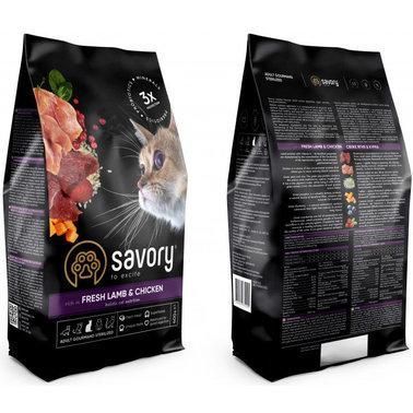 Сухой корм Savory для кастрированных котов со свежим мясом ягненка и курицы, 400 г 2005567 фото