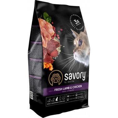 Сухий корм Savory для кастрованих котів зі свіжим м'ясом ягняти та курки, 400 г 2005567 фото