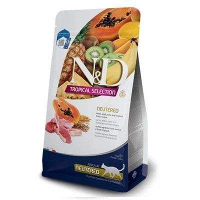 Сухий низькозерновий корм Farmina N&D TROPICAL SELECTION для стерилізованих дорослих котів, з ягням та тропічними фруктами, 1,5 кг 2016184 фото