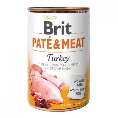 Вологий корм для собак Brit Pate and Meat Dog з індичкою 400 г. 2008048 фото