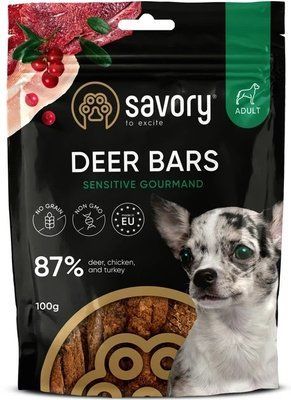 Ласощі для собак Джерки Savory Bars With Venison батончики з олениною 100 г 2017854 фото