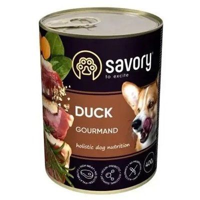 Вологий корм для дорослих собак Savory, з качкою, 400 г 2008823 фото