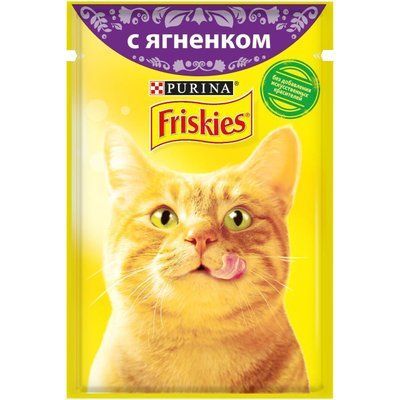 Вологий корм для кішок Purina Friskies в підливі з ягням 85 г. 440 фото