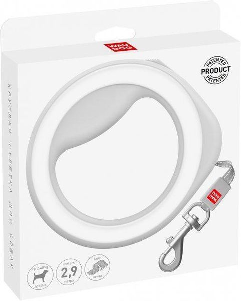 Повідець-рулетка для собак Collar WAUDOG R-leash, кругла, XS-M, до 40 кг, 2,9 м, світловідбиваюча стрічка 2004616 фото