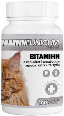 Вітаміни Unicum Premium "здорові зуби і кістки" для котів 100 табл. 50 г 2002503 фото