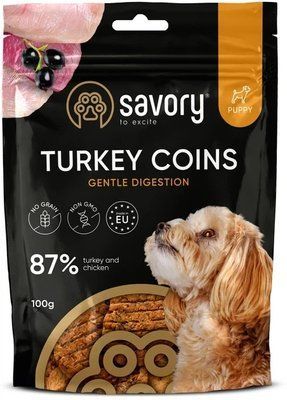 Ласощі для собак Джерки Savory Puppy Coins With Turkey монетки для цуценят з індичкою 100 г 2017856 фото