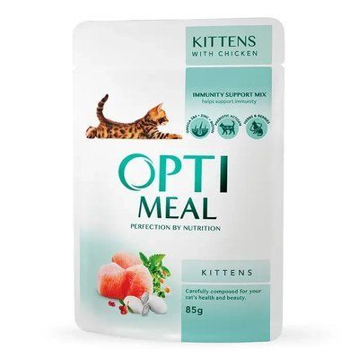 Влажный корм для котят Optimeal 85 г (курица) 1007154 фото