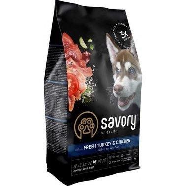 Сухой корм Savory для щенков крупных пород со свежим мясом индейки и курицы, 3 кг 2005571 фото