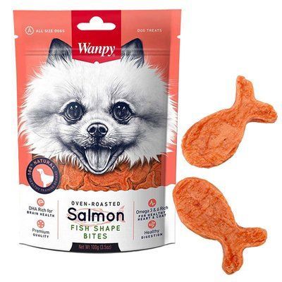 Ласощі Wanpy Salmon Fish Shape Bites для собак з лососем 100г 2010010 фото
