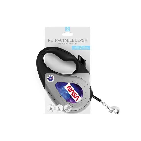 Поводок-рулетка для собак WAUDOG R-leash, рисунок &laquo;NASA21&raquo;, S, до 15 кг, 5 м, светоотражающая лента 2009813 фото