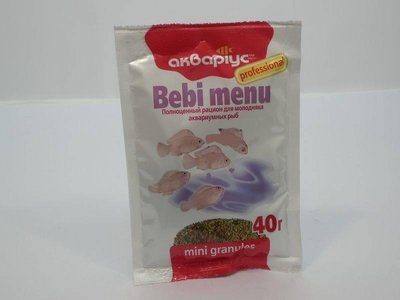 Корм для риб Акваріус "BEBI MENU" гранули 40г. 5161 фото
