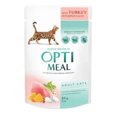 Влажный корм Optimeal для кошек, с индейкой в тыквенном соусе, 85 г 2012151 фото