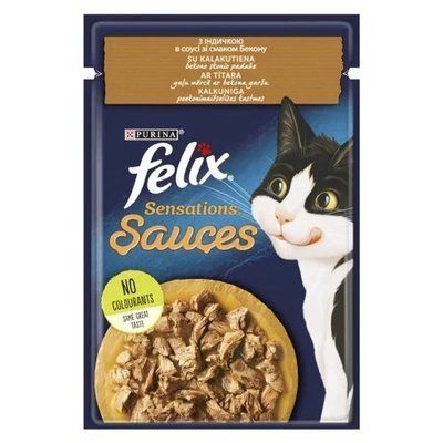 Вологий корм Purina Felix Sensations Sauces для котів, з індичкою в соусі зі смаком бекону, 85 г 2007277 фото