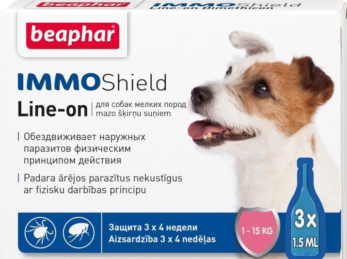 Капли Beaphar Immo Shield Line-on for Small Dogs антипаразитные с диметиконом для собак 1-15 кг (1шт.) 1007816 фото