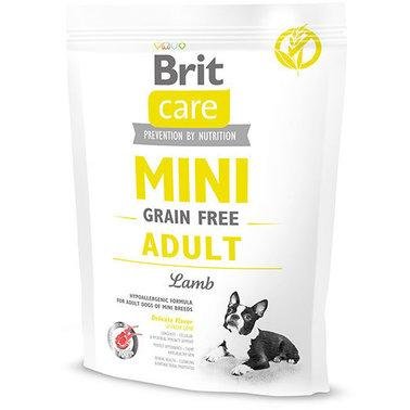 Сухий корм для дорослих собак мініатюрних порід Brit Care Mini Grain Free Adult з ягням 0.4 кг 2001562 фото