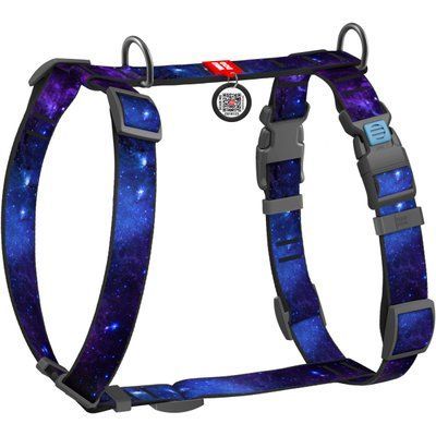 Шлея для собак анатомічна H-подібна WAUDOG Nylon з QR-паспортом, малюнок 'NASA21', пластиковий фастекс, S, Ш 15 мм, A 30-45 см. 2018104 фото