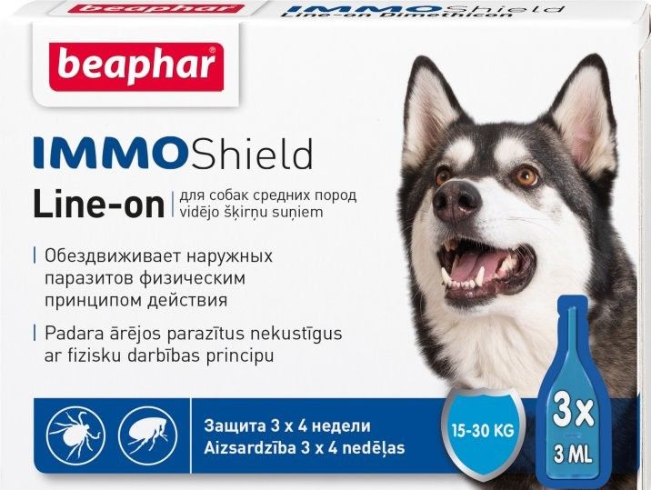 Капли Beaphar Immo Shield Line-on for Medium Dogs антипаразитные с диметиконом для собак 15-30 кг (1шт.) 2001023 фото