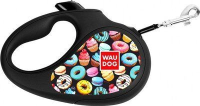 Повідець-рулетка WAUDOG R-leash для собак, малюнок "Пончики", XS, до 12 кг, 3 м, світловідбивна стрічка 2009170 фото