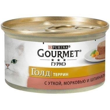 Вологий корм Purina Gourmet Gold з качкою, морквою і шпинатом, шматочки в паштет 85 г 1002054 фото