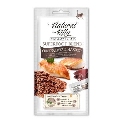 Natural Kitty Creamy, Крем-снек для кошек со вкусом курицы, печени и семян льна 12г. (поштучно). 2014022 фото