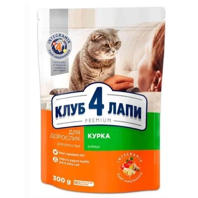 Сухий корм Клуб 4 Лапи Adult Cat Premium для дорослих кішок, з куркою, 300 г. 2000959 фото