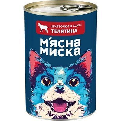 Влажный корм для взрослых собак М'ясна Миска кусочки в соусе с телятиной 1.24 кг 2014030 фото