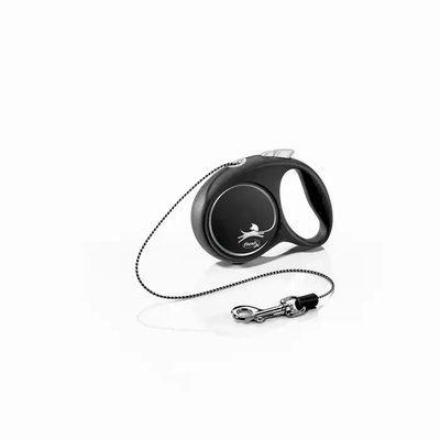 Повідець-рулетка для собак Flexi Black Design, з тросом XS 3 м/8 кг - чорна 2008641 фото