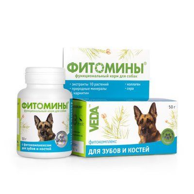 Витамины для собак ФитоМины с фитокомплексом для зубов и костей, собака, 100 таб. 1003616 фото