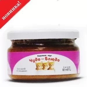 Корм консервированный Чудо-блюдо Мус для котов и котят ягненок 300 г. 1006066 фото
