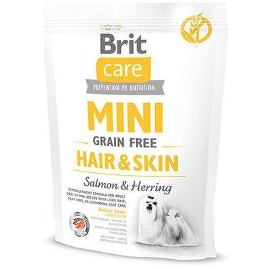 Сухий корм для дорослих собак мініатюрних порід Brit Care Mini Grain Free Hair & Skin з лососем 0.4 кг 2001563 фото