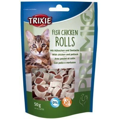 Лакомство Trixie для кошек, рулеты с курицей и минтаем, 50 г 1006434 фото