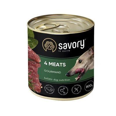 Вологий корм для дорослих собак Savory, з чотирма видами м'яса, 800 г 2007123 фото